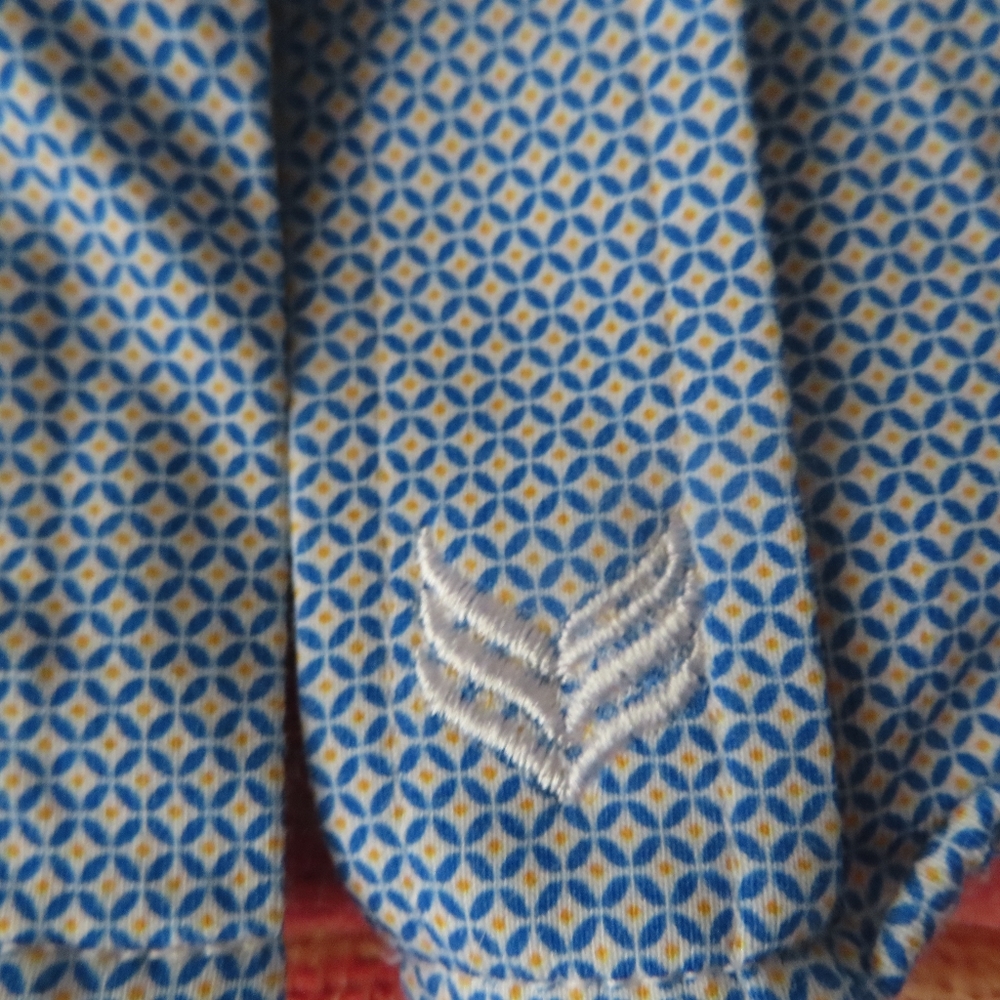 buttercloth icy cotton blue print long sleeve button up shirt L reg fit - Picture 3 of 6